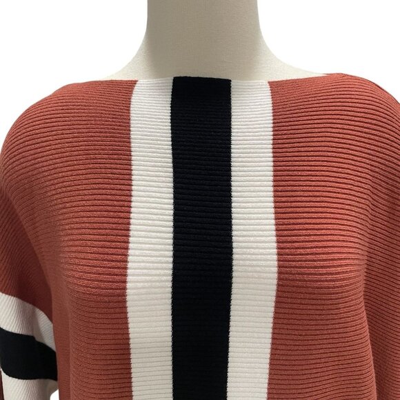 Oversized Rust Stripe Sweater Slouchy Fall Cozy Minimalist Normcore Preppy - Picture 4 of 6